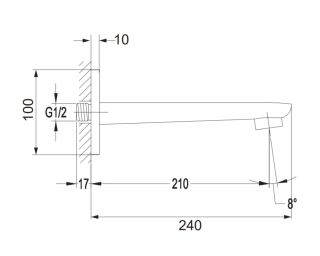 Излив настенный Omnires Hudson хром Z23CR
